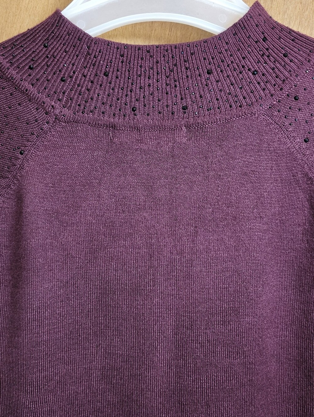 Cable & Gauge Mock Neck Keyhole cutout rhinestone long sleeve knit sweater New - Picture 9 of 11